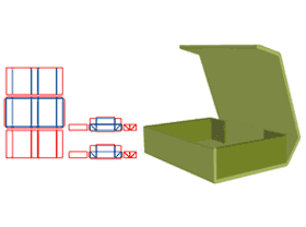 折疊式書型精品盒,半穿成型X,皮殼五連板