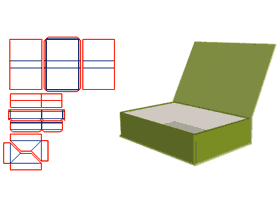 折疊式書型精品盒,半穿成型,皮殼三連板
