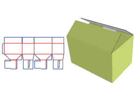 Self-adhesive bottom carton, 6 compartments, one-piece molding, fruit box, transport packaging, 6 pa