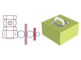 Cake box, cake box structure design, double-socket cake box, hand-lift cake box, top-facing hand-to-
