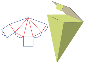 Heterobox, tapered box, triangular box structure, carnage box, snack packaging design, toy packaging