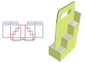 Six-grid display box, beer carton, hand carton, 6-bottle carton structure, beverage packaging, food 