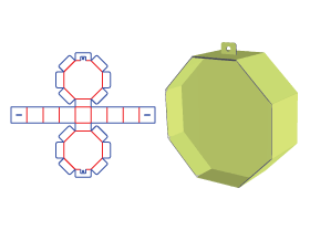 Display box packaging design, double-sided display box, octagonal display box, shaped box, hook box