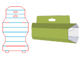 異形結構卡紙盒,帶掛鉤結構,展示包裝,一紙成型,卡扣結構